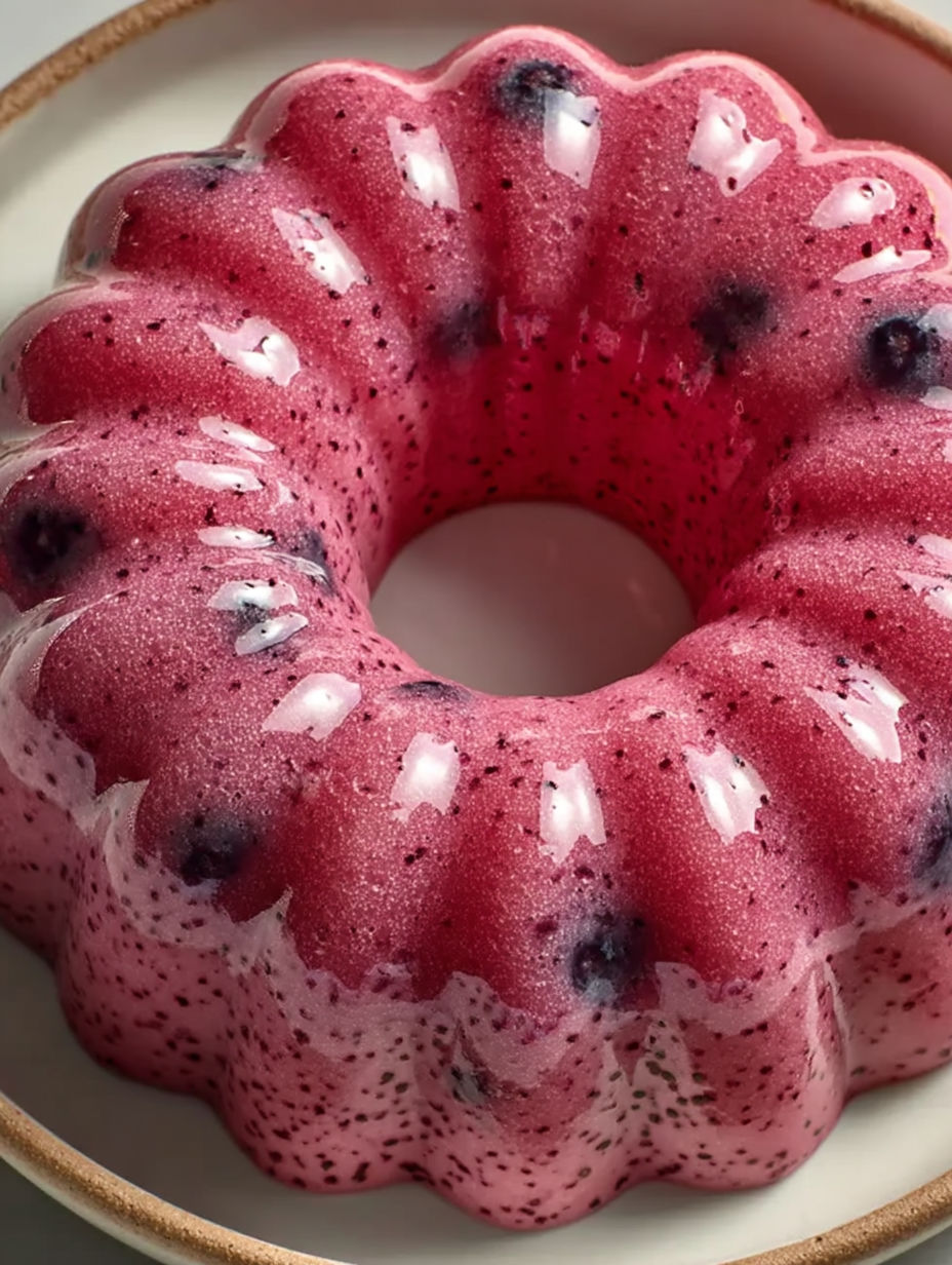 A cake with blueberries on top.