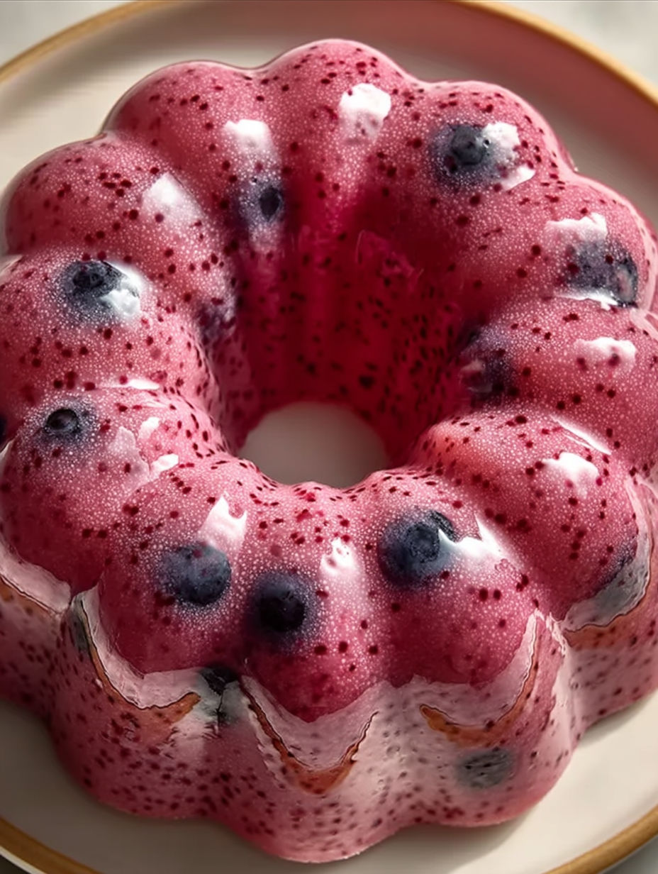 A cake with blueberries on top.