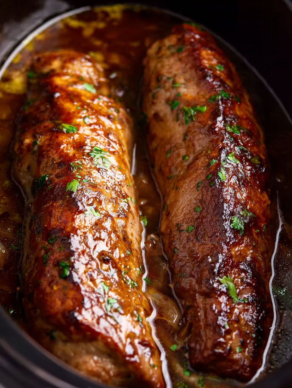 A slow cooker pork tenderloin.