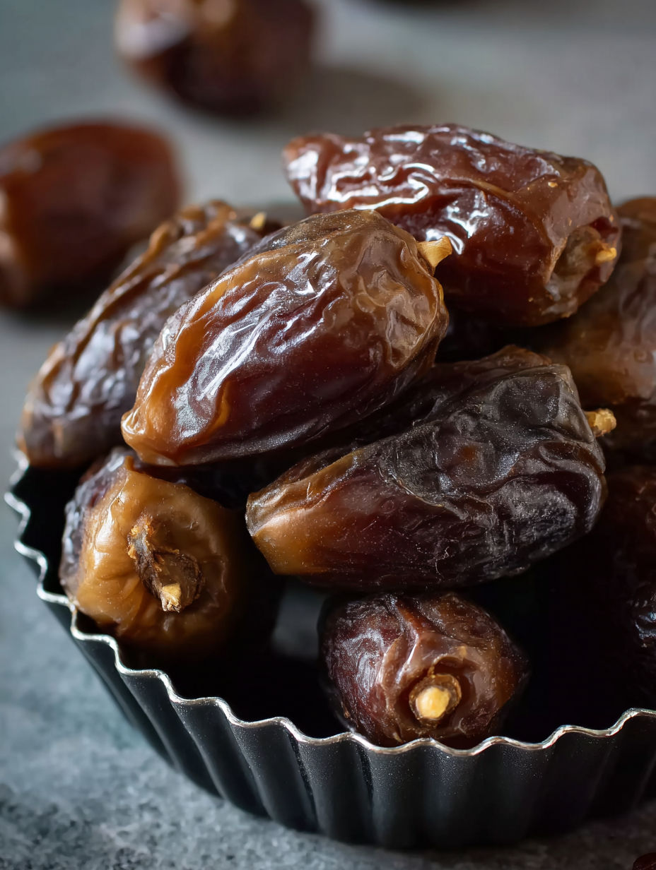 A bowl of chocolate covered dates.