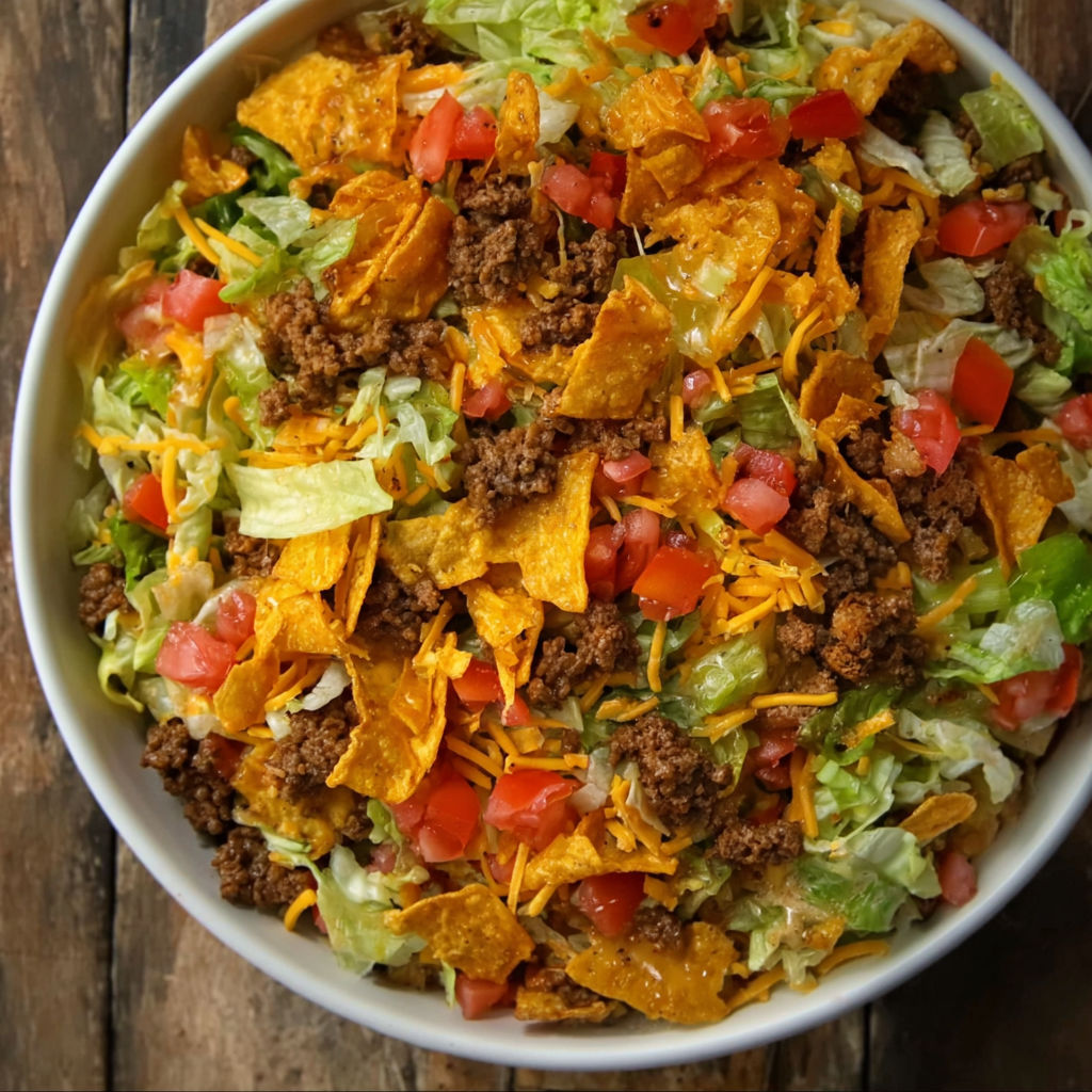 A bowl of Doritos Taco Salad.
