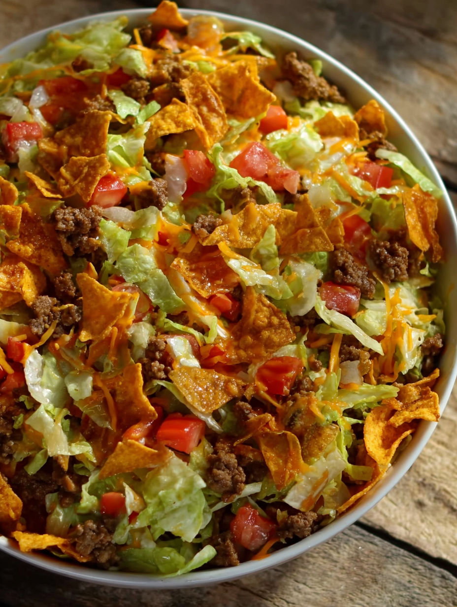 A bowl of Doritos Taco Salad.