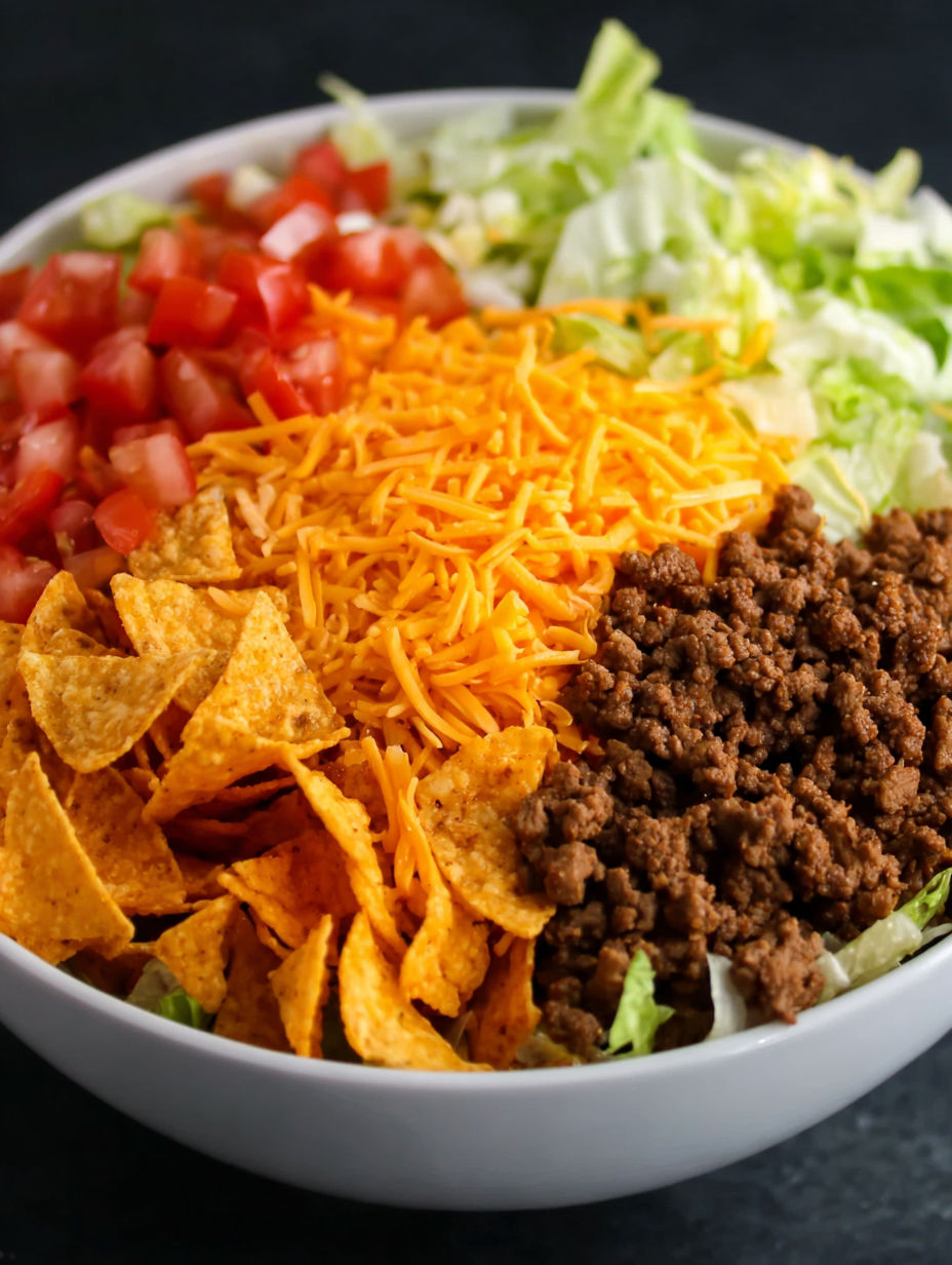 A bowl of Doritos Taco Salad.