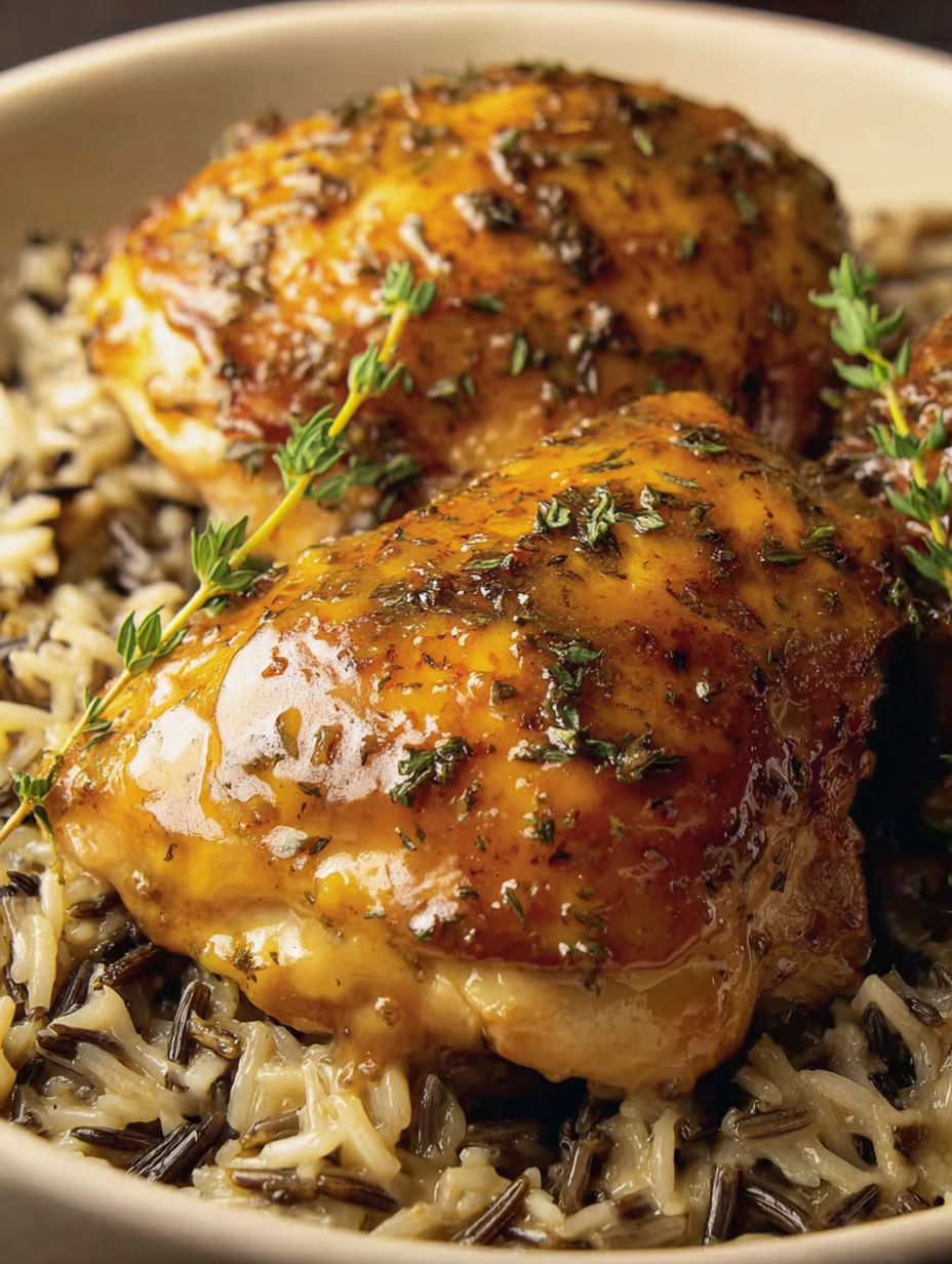 A close up of a piece of chicken with herbs on it.