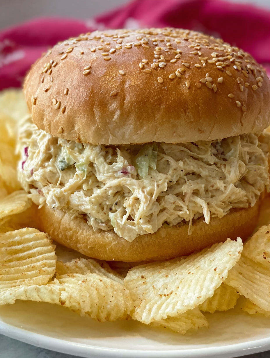 A sandwich with chicken and lettuce on top.