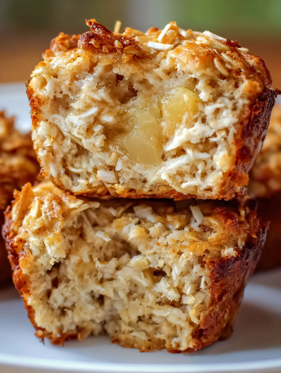 A slice of pineapple coconut baked oatmeal.