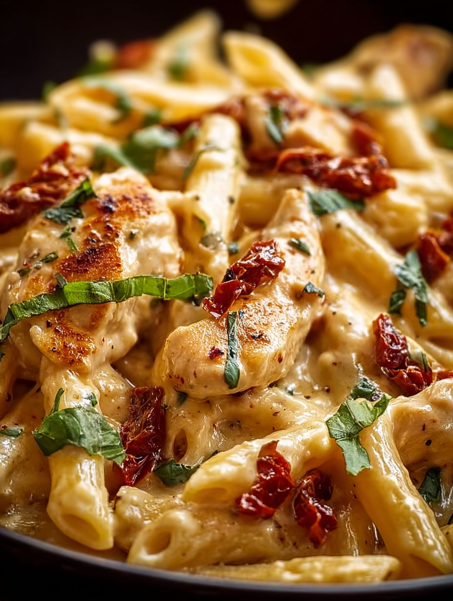 A delicious creamy chicken penne pasta dish.