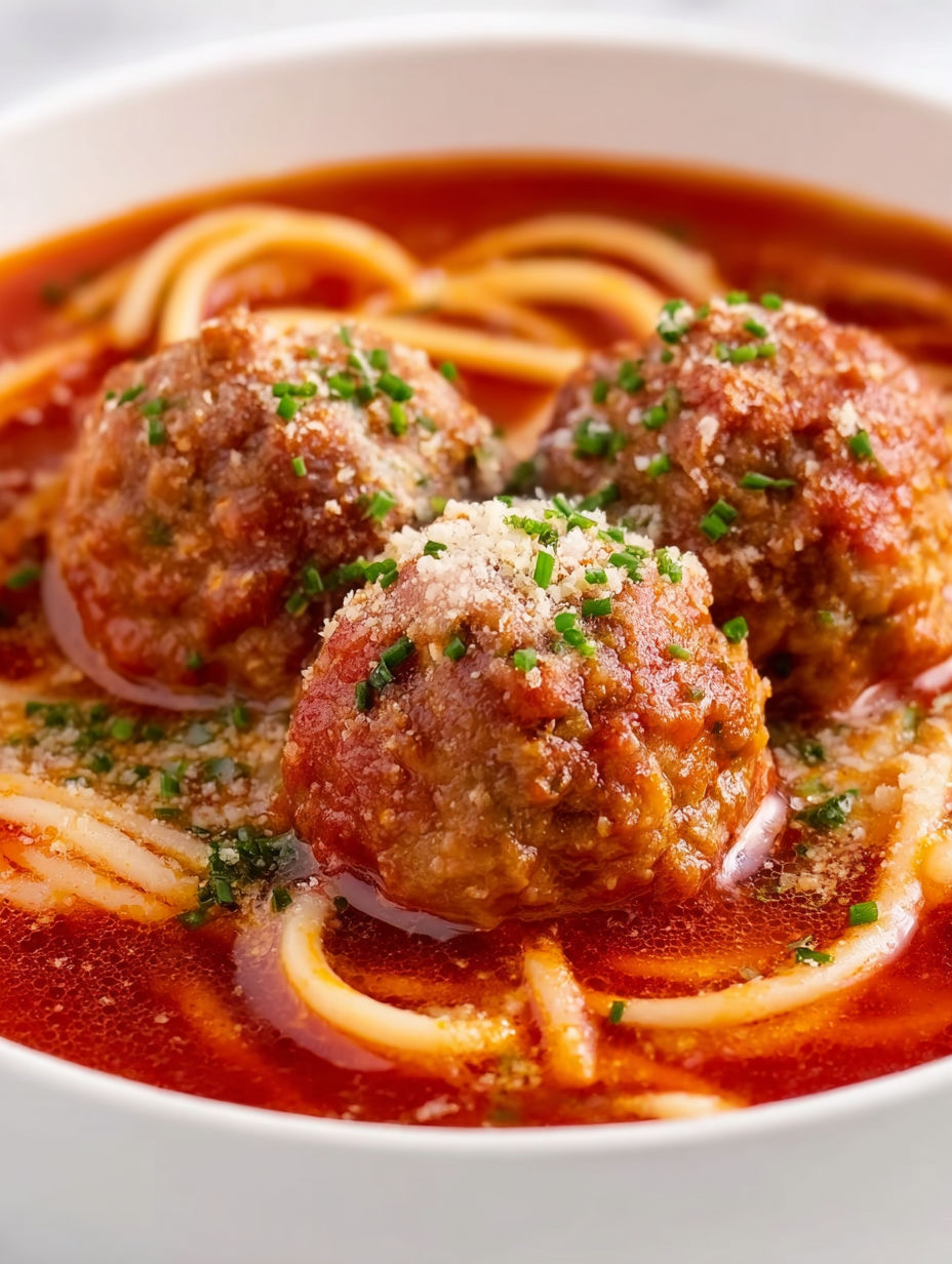 A bowl of spaghetti and meatballs.