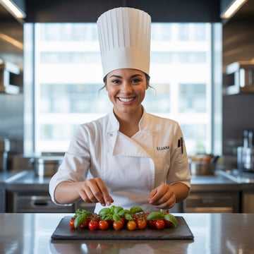 A chef prepares a meal.