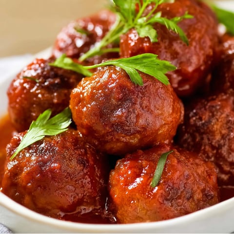 A bowl of meatballs in a red sauce.