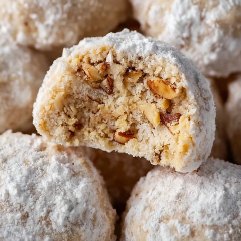 Snowball cookies with nuts.
