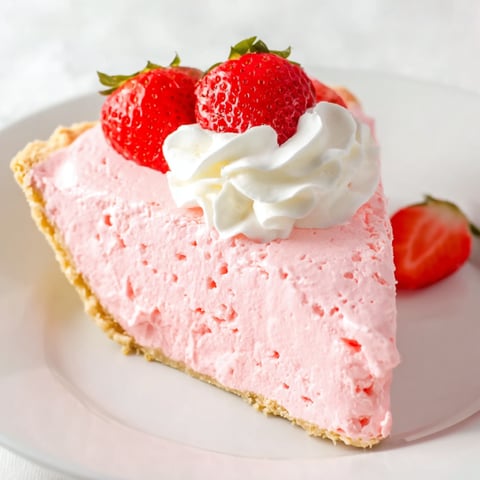A slice of pink cake with strawberries and whipped cream.