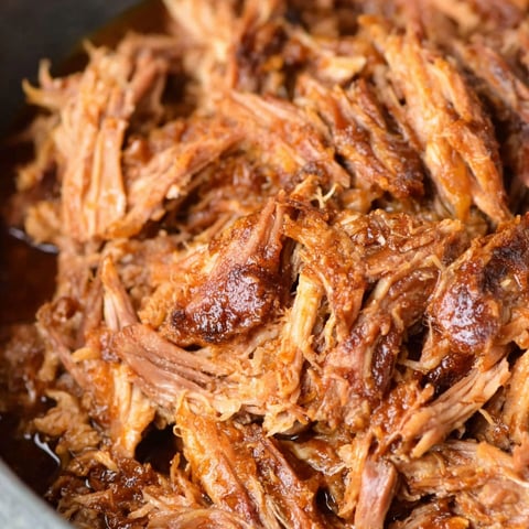 A close up of a delicious looking pulled pork.