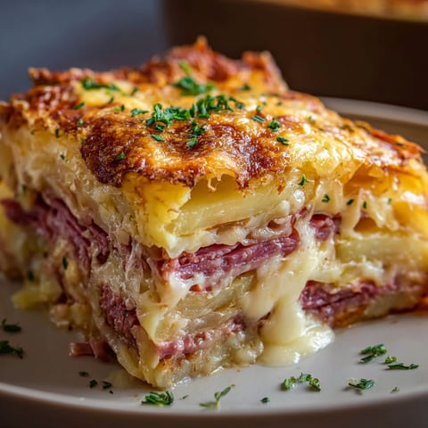 A layered Reuben Casserole Bake.