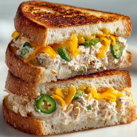 A close up of a Jalapeño Cheddar Tuna Melt.