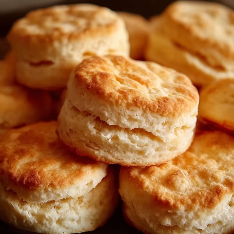 Two fluffy golden biscuits.