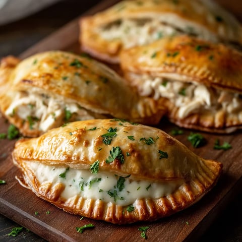 Chicken Alfredo Air Fryer Calzones.