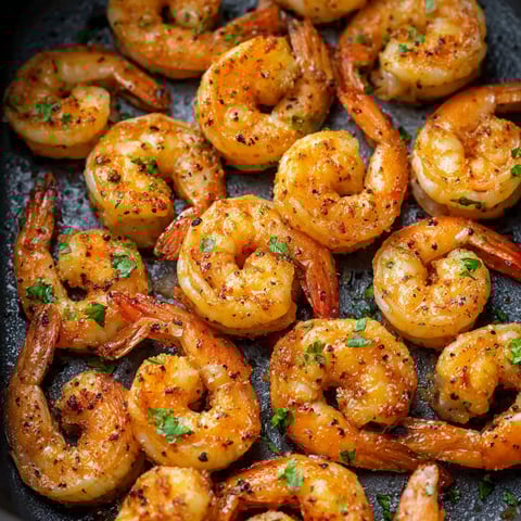 Shrimp in an air fryer.