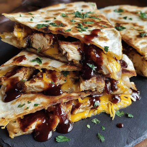 A stack of Blackstone Hot Honey BBQ Quesadillas.