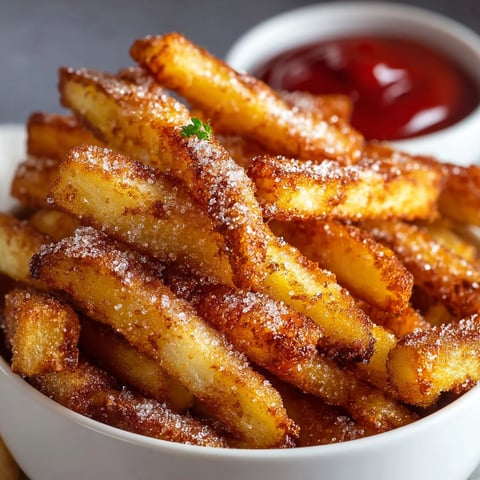A bowl of crispy air fryer apple fries.