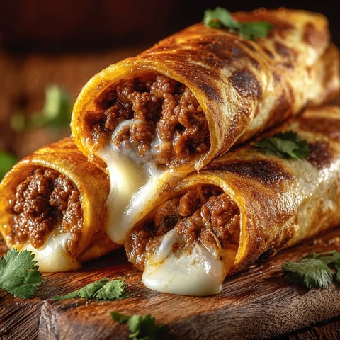A close up of a crispy beef cheese chimichanga.