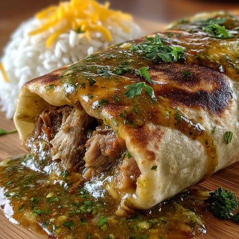 A Chili Verde Hatch Burrito with rice and cheese.