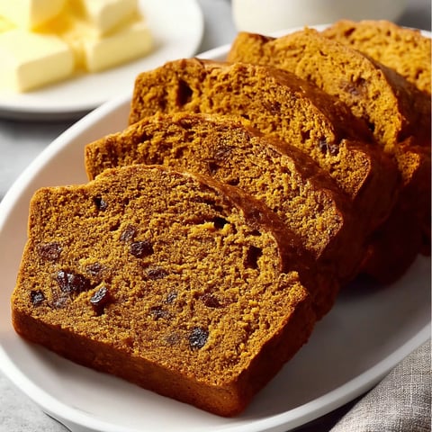 A white plate with a slice of moist spiced sweet potato bread.