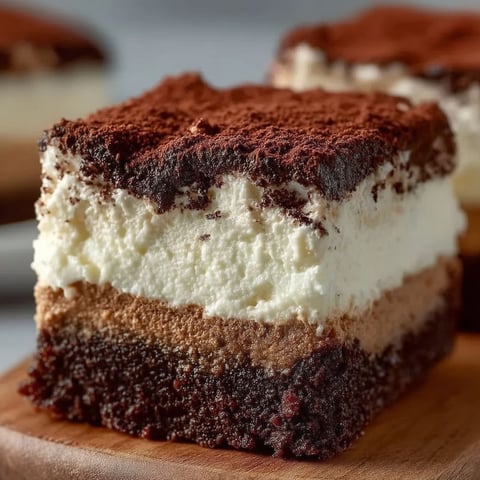 A slice of a brown and white dessert.