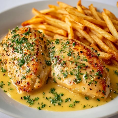 A plate of garlic parmesan chicken with fries.