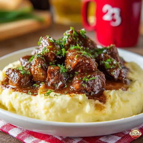 A plate of food with meat and potatoes.