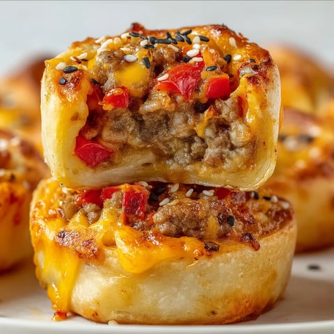 A plate of cheeseburger pinwheel pizza bites.