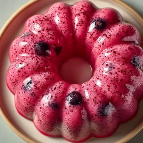 A blueberry dessert with a hole in the center.