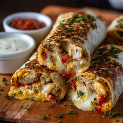 A delicious cheesy garlic chicken wrap.