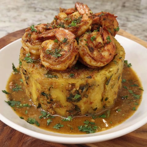 A plate of shrimp and garlic butter.
