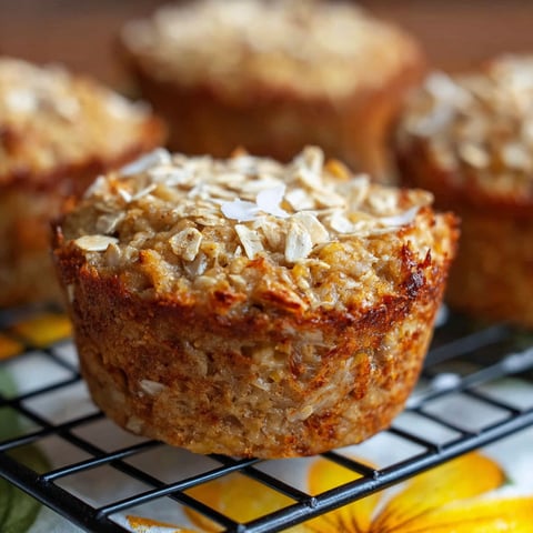 A single serving of pineapple coconut baked oatmeal.