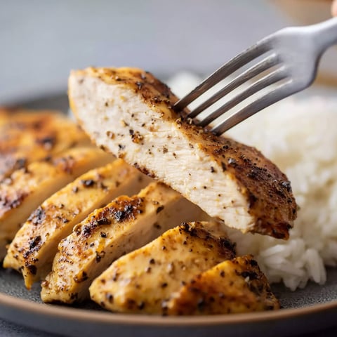 A fork is being used to eat chicken.