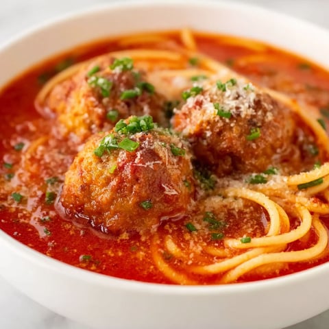 A bowl of spaghetti and meatballs.